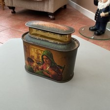 VICTORIAN ANTIQUE ADVERTISING TIN TEA CADDY CADDIE CADY HOMES BEST EAST WEST TEA