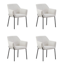 Set of 4 Cream Upholstered Modern Dining Chairs with Arms - Fio BUN/FNA001/93857