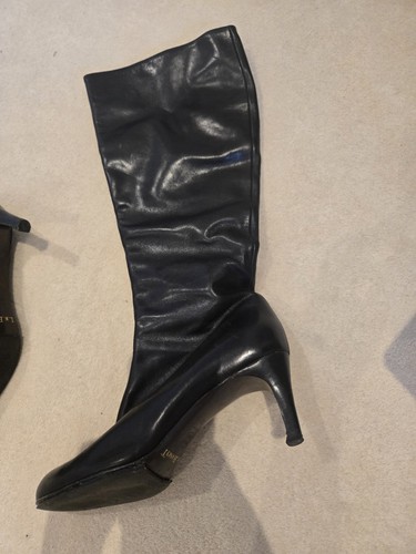 Black leather knee high boots - black,