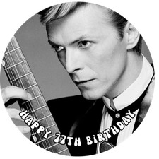 DAVID BOWIE NOVELTY PERSONALISED  EDIBLE 7.5" ROUND BIRTHDAY CAKE TOPPER