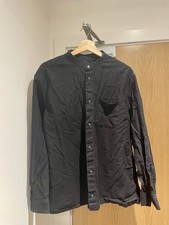 Muji Men's Band Collar Shirt Size M Black 100% Cotton