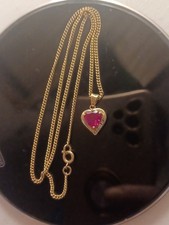 9ct Yellow Gold Ruby & Diamond Pendant and Necklace
