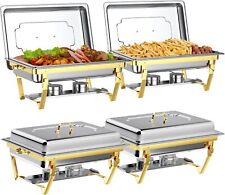 9L 2/4 Pack  Golden Stainless Steel Buffet Chafing Food Warmer Bain Marie Dish