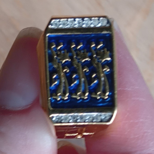 Gold tone lions england blue - lions,