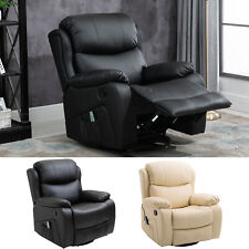 PU Leather Recliner Chair with Massage and Heat Swivel Rocking Armchair