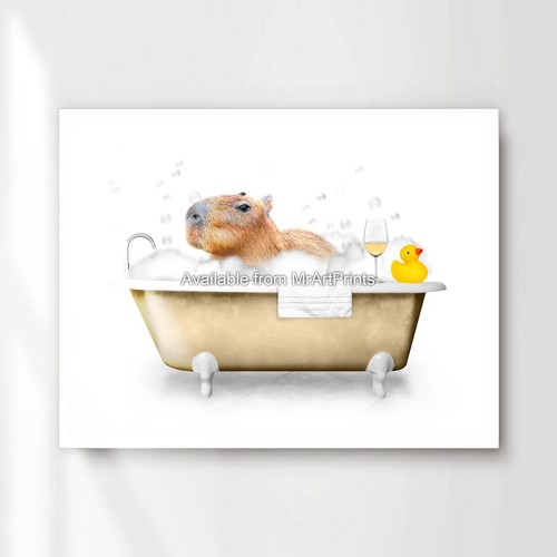 Capybara bath bathroom art - capybara,