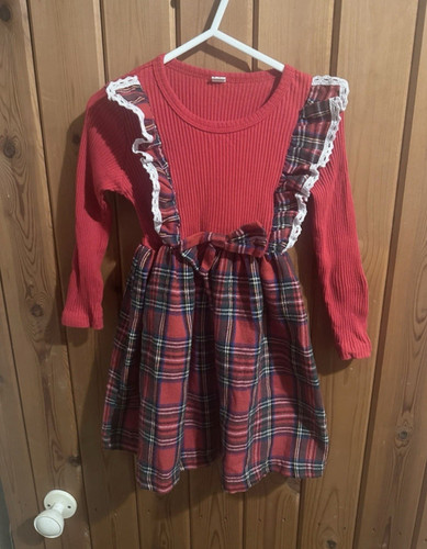 Girls red tartan knit - girls,