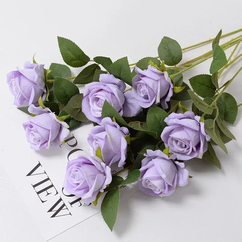 12x artificial single rose - single, bud