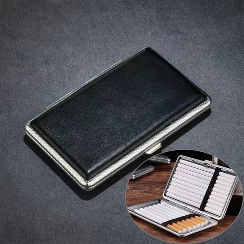Black leather cigarette box - leather, 20