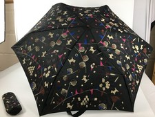 Radley London Folding Umbrella Dog Pattern Compact with Case Black 