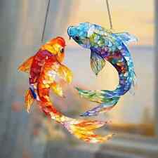 Koi Fish Shaped Fortune 🐟🧿 Suncatcher Stained Glass Effect Hanging Decor Gift
