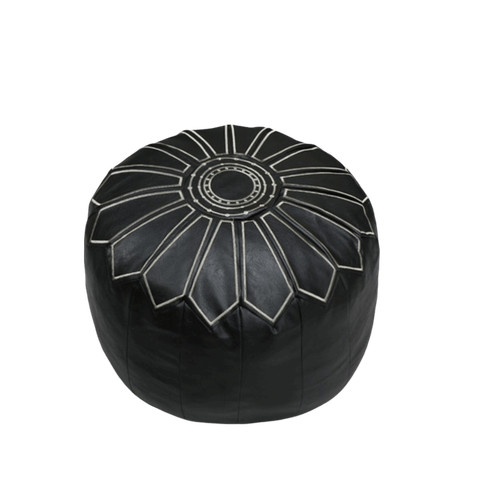 Leather pouffe footstool - leather,