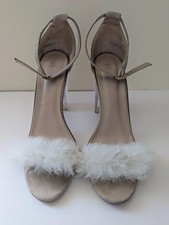 VIVA Women's Beige Heels . Clear Block Heel. Size 7.5 Or Eur 41