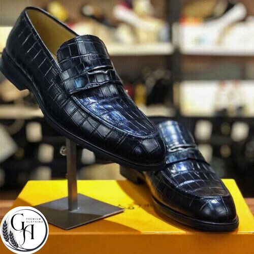 Mens black alligator textured - black,