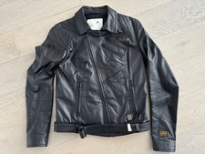 Womens G-star black leather biker jacket size small