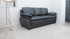 LAZY BOY BLACK SOFA SUITES SETTEE  3 THREE SEATER ARMCHAIR FAUX LEATHER
