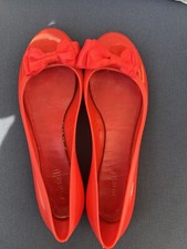 Minelli Red Rubber Ballerinas, Leather Insoles, Size EU 40, Good Condition