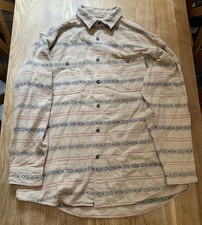 Woolrich Vintage Navajo Oatmeal Cream Beige Flannel Aztec Shirt Overshirt Size L