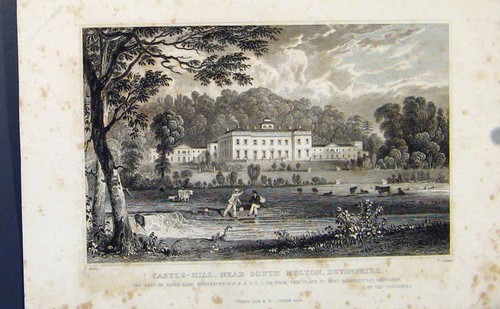Old antique print - print, castle