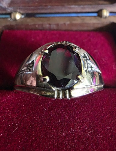 Vintage 9ct gold mens garnet - vintage,