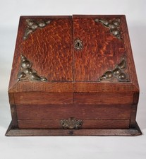 Antique Arts & Crafts Oak Stationary Cabinet Box Letter Rack Drawer Desk Writing