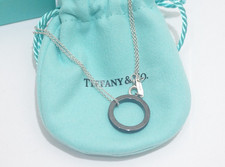 Tiffany & Co. Silver Black Titanium 1837 Circle Pendant Necklace 17"