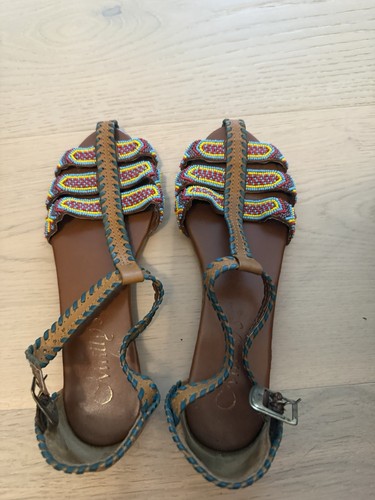 Leather beaded sandals - sandals, 7