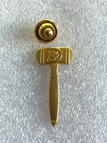 Gold tone judge gavel - gold, lapel