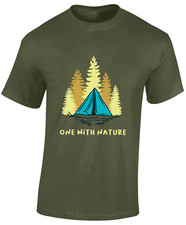 ONE WITH NATURE MENS T SHIRT CAMPING CAMPER VAN HIKING WALKING CLOTHING TOP