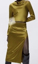 Zara satin effect midi split - satin,