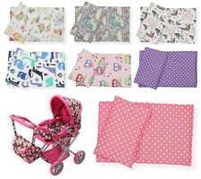 NEW Collection Dolls Bedding Set, REVERSIBLE Fits 48cm Doll Pram  