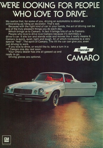 1977 camaro z28 - ad, poster