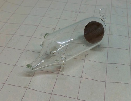 Glass piggy bank 1p 1981 - glass,