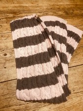UGG Cable Stitch Rose Pink & Dark Grey very long chunky knit scarf