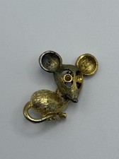 Gold Tone Mouse Brooch –