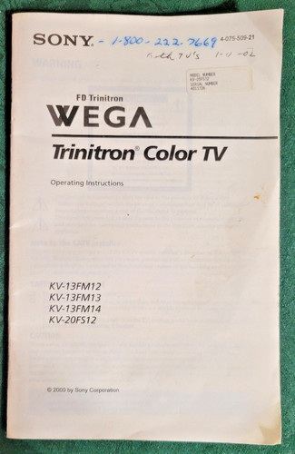 Sony manual trinitron wega - sony,