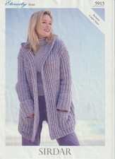Download reprint Sirdar Eternity Aran 5915 knitting pattern for Women's long jac