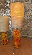 Vintage Shatterline Lucite Lamp With Sputnik Fibreglass Shade Retro Table Lamp