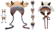Creative Antler Hat & Bag 2-in-1 – Festive Reindeer Knitted Christmas Beanie