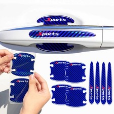 8Pcs 3D Blue Carbon Fiber