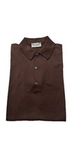 Brand New John Smedley Adrian Short Sleeve Polo Shirt In Coffee Bean Size S