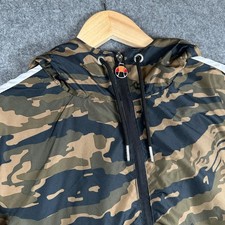 Ellesse Jacket Windbreaker Mens Large Camo Half Zip Hooded Smock Parmaso Pockets