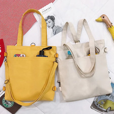 Canvas Tote Bag Handbag Shoulder Travel shopping Backpack Zipper Multi Pocket