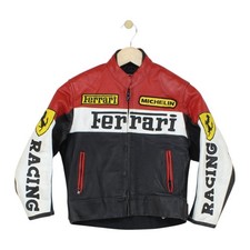Ferrari Leather Jacket Boys Size 10 Years Black Racing Motocross Biker