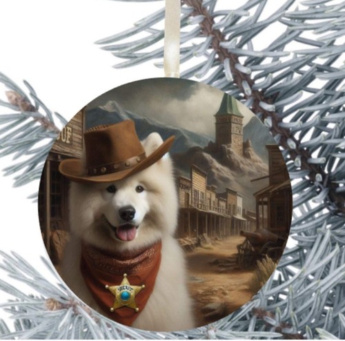 Samoyed dog hanging bauble - dog,