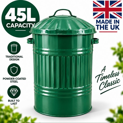 Green metal dustbin 45l with - metal,