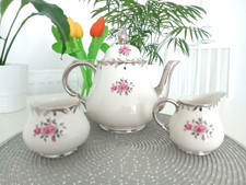 Arthur Wood Silver Wedding 25 Years Anniversary Tea POT Sugar BOWL Milk JUG Used