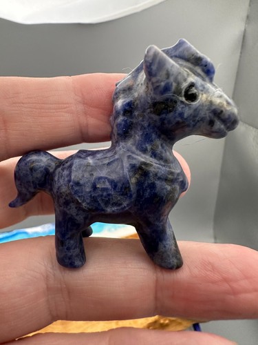 Crystal pony sodalite carving - crystal,