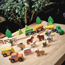 Wooden Farm Train Set with