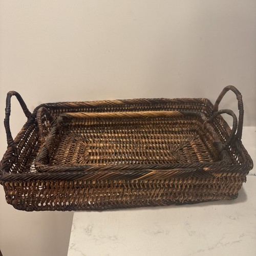 Vintage rattan serving - serving, trays